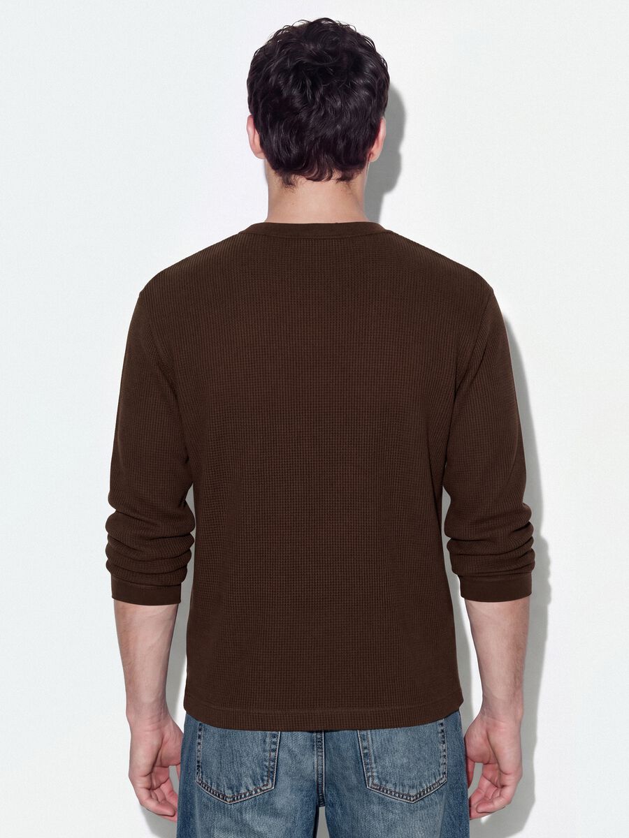 Maglia marrone chiaro girocollo in puro cotone over fit_3