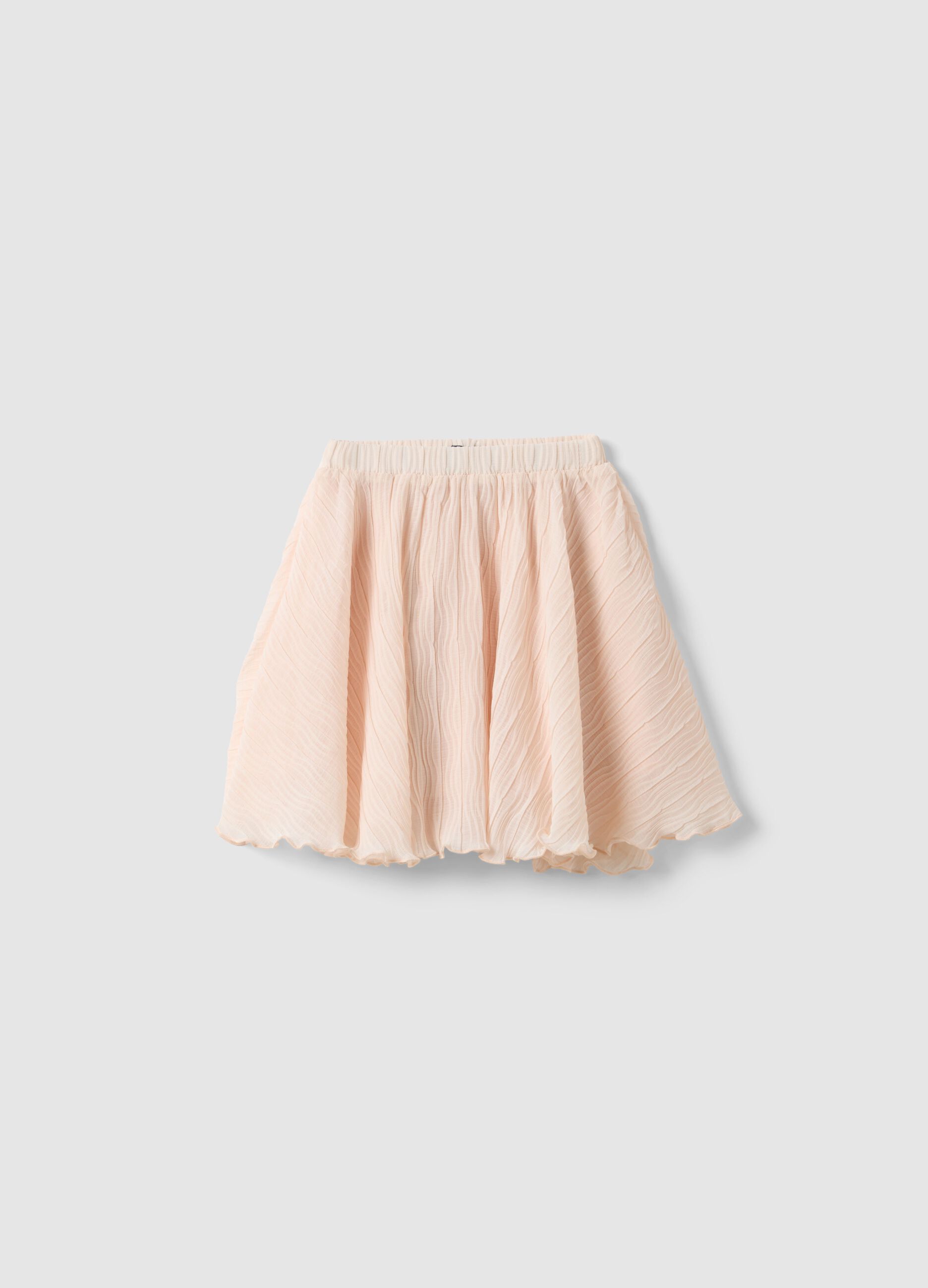 Pink pleated skirt for girls with elastic waist