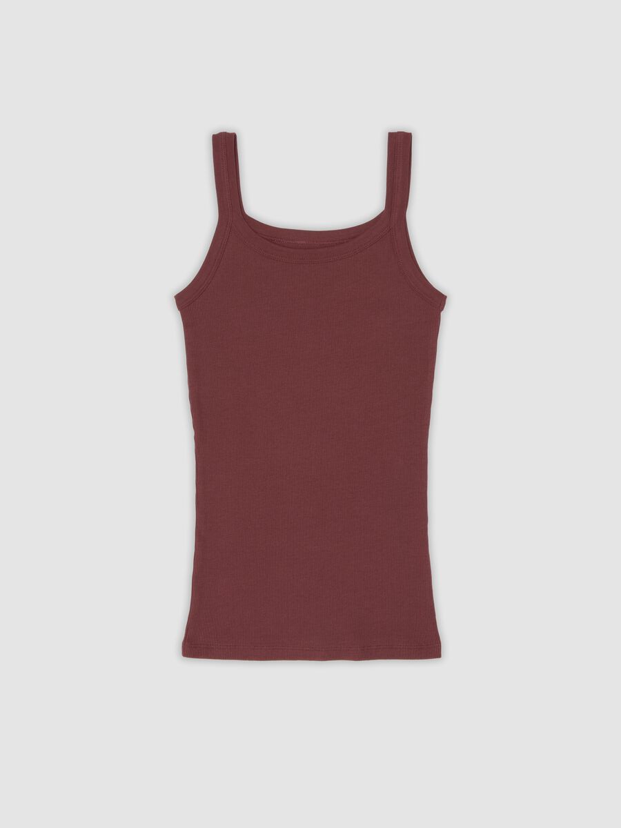 Red organic cotton crew-neck vest top_4