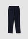 Navy blue formal carrot-fit trousers in wool and viscose blend_2