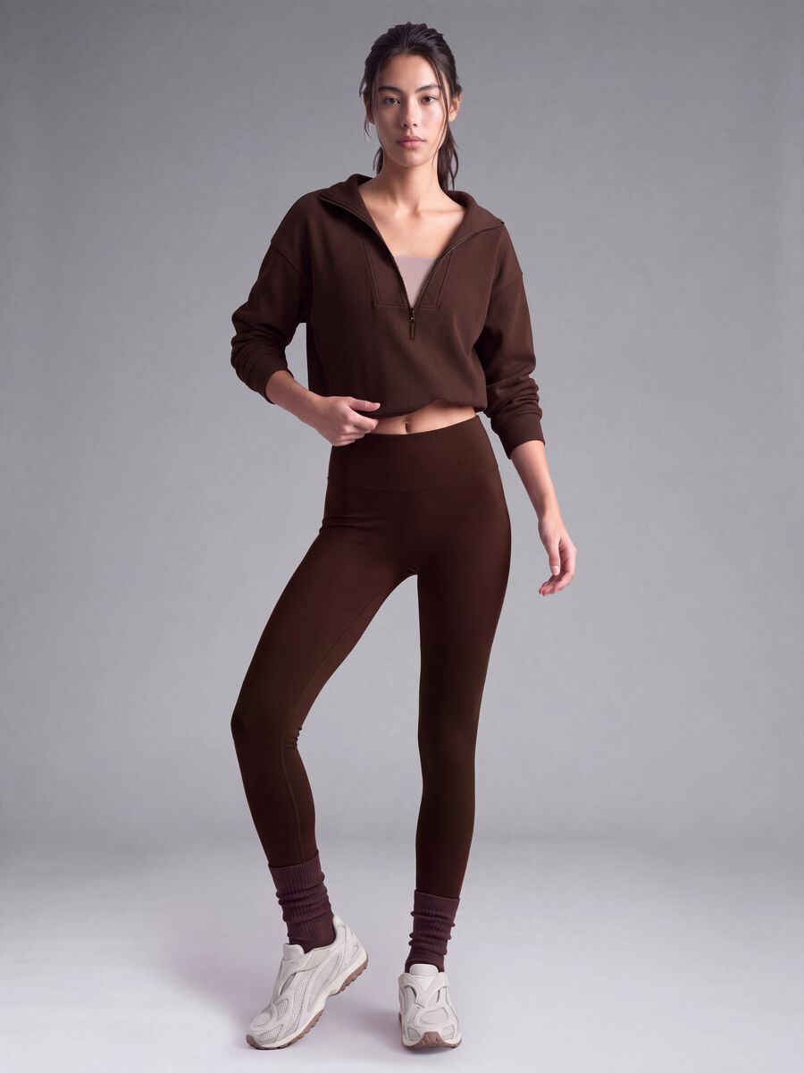 Brown high-waisted breathable stretch leggings ALTAVIA STUDIO_1