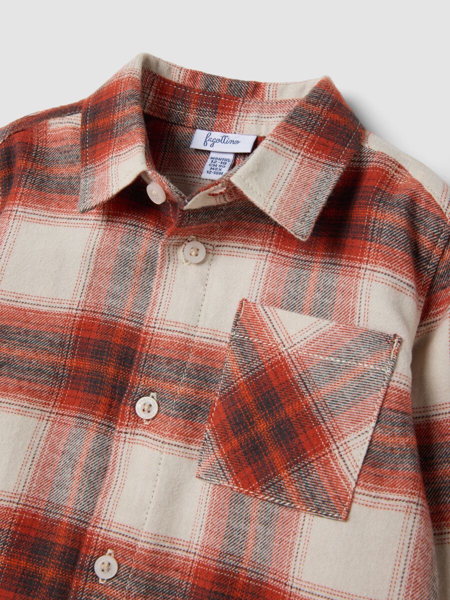 Brown and Red Checked Pure Cotton Shirt_2
