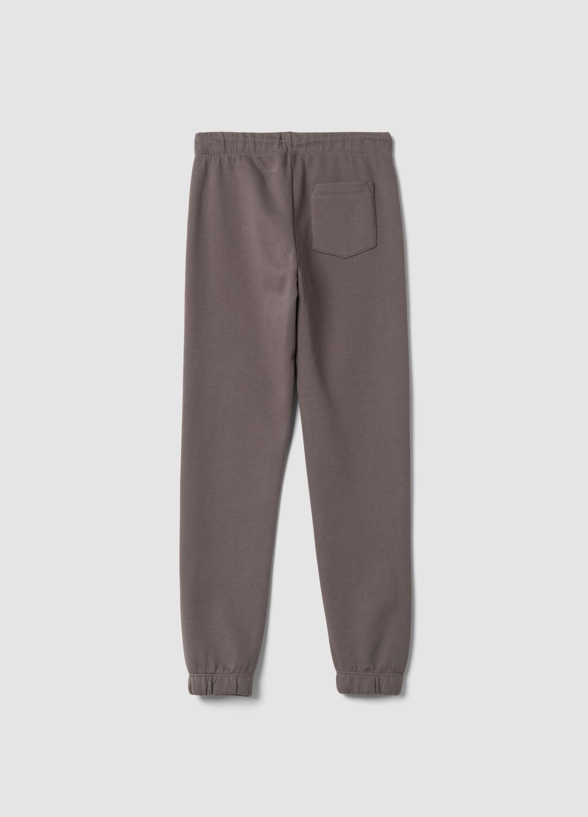 Grey organic cotton fleece joggers, regular fit