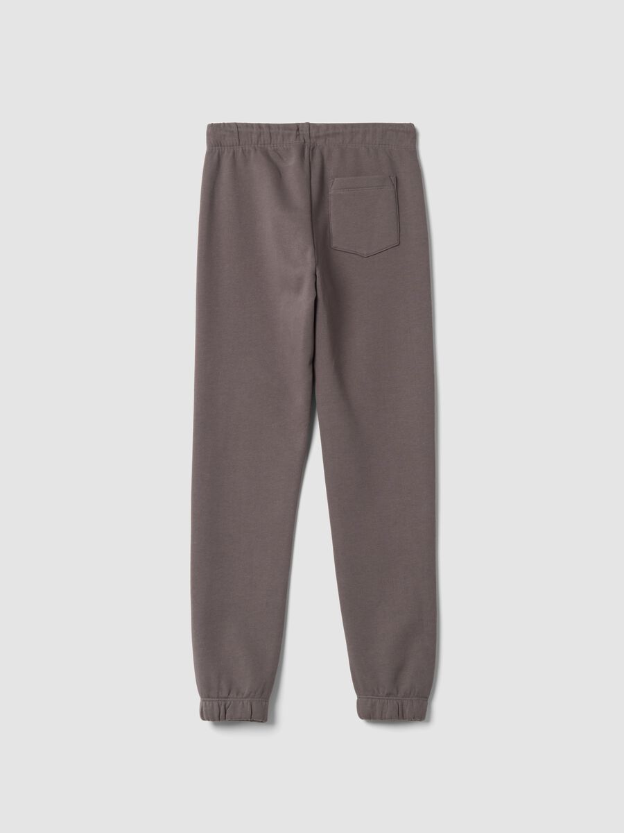 Grey organic cotton fleece joggers, regular fit_1