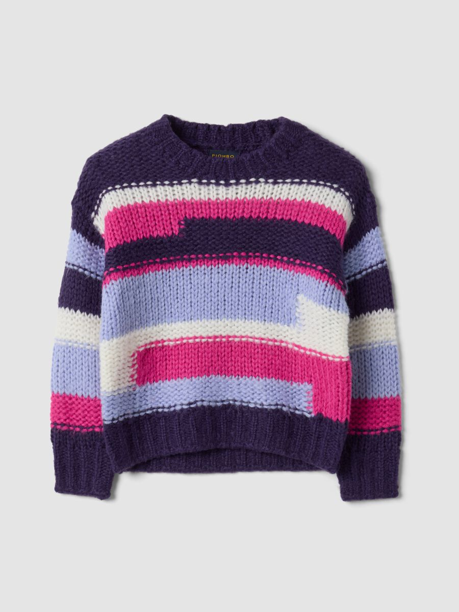 Purple striped crew-neck jumper, regular fit_0