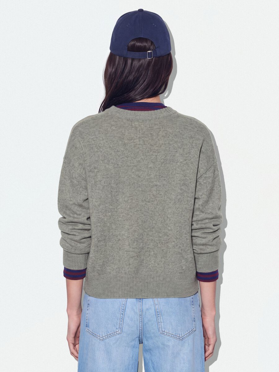 Maglia grigia in viscosa elasticizzata girocollo jacquard_3