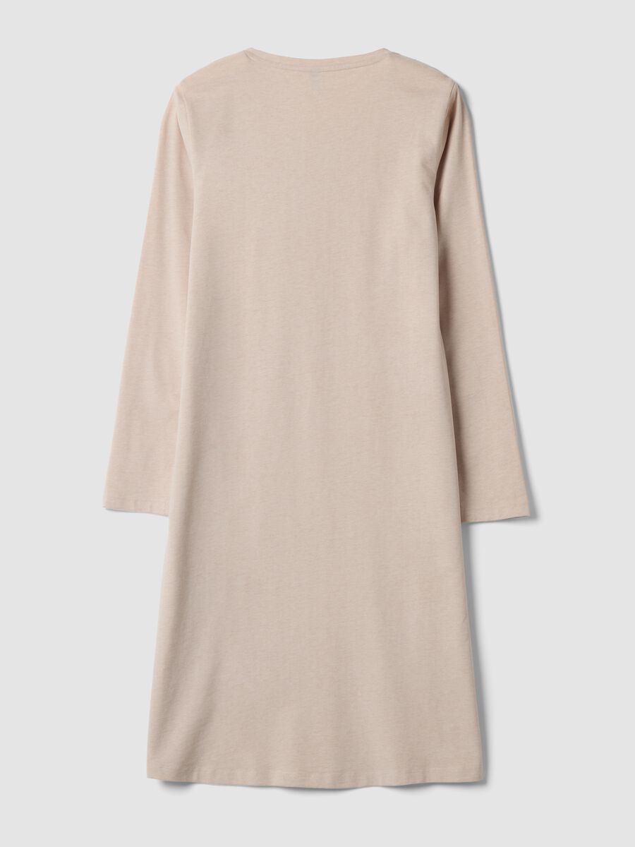 Camicia da notte beige in misto cotone organico con scollo a V_2