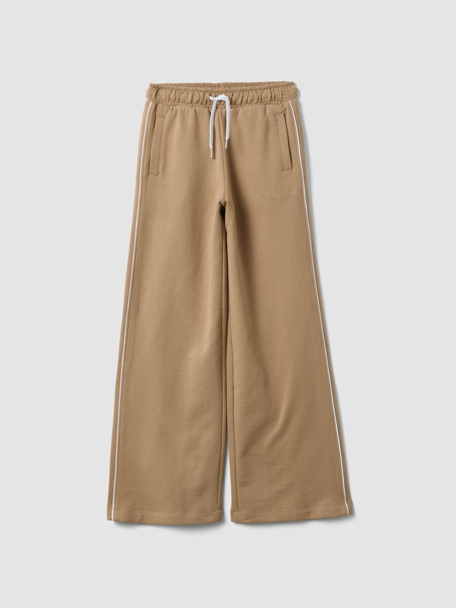 Brown pure cotton wide-leg trousers_0