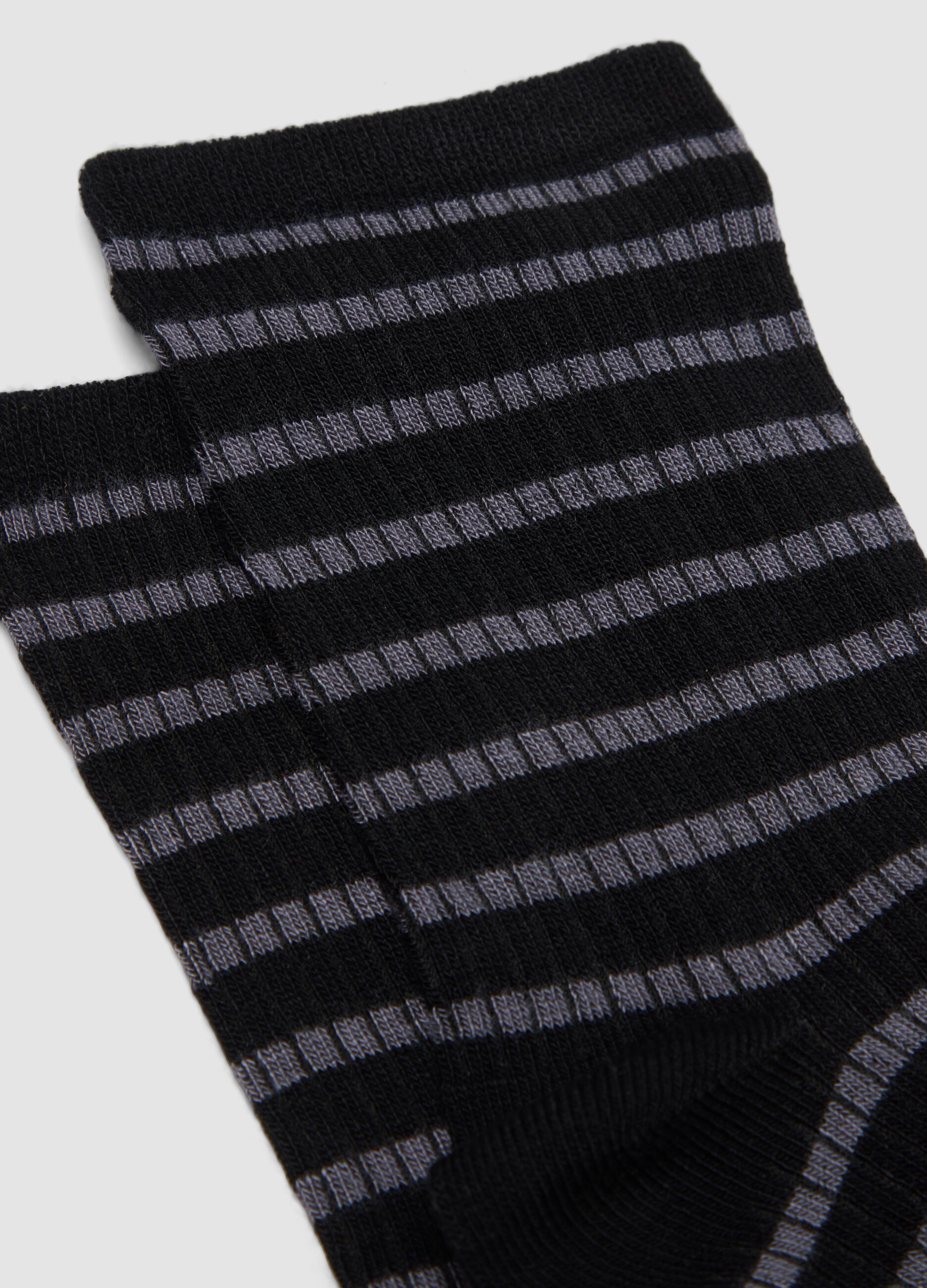 Black striped stretch-fabric socks