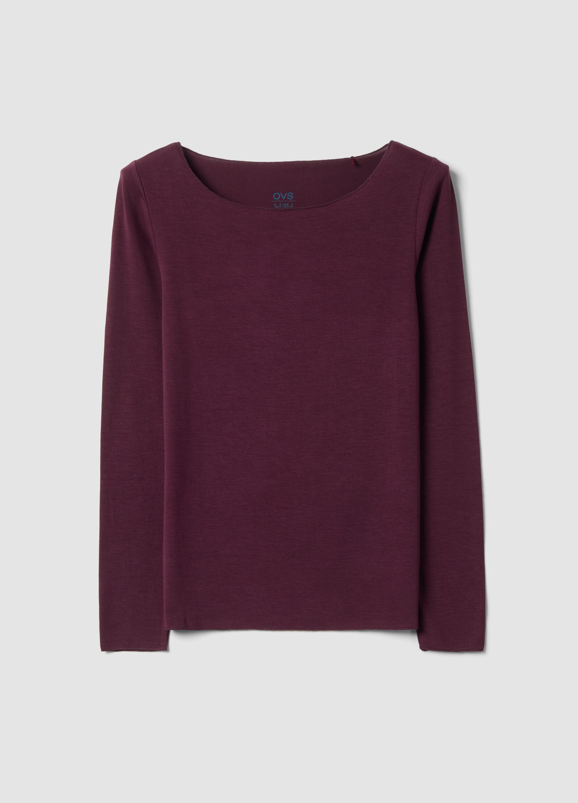 T-shirt viola in modal elasticizzato con girocollo regular fit