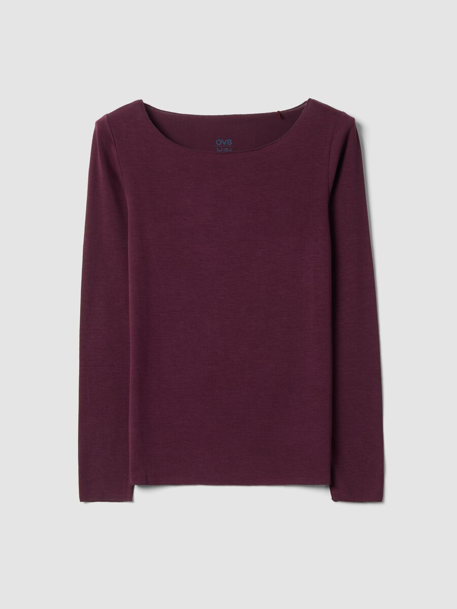 T-shirt viola in modal elasticizzato con girocollo regular fit_0