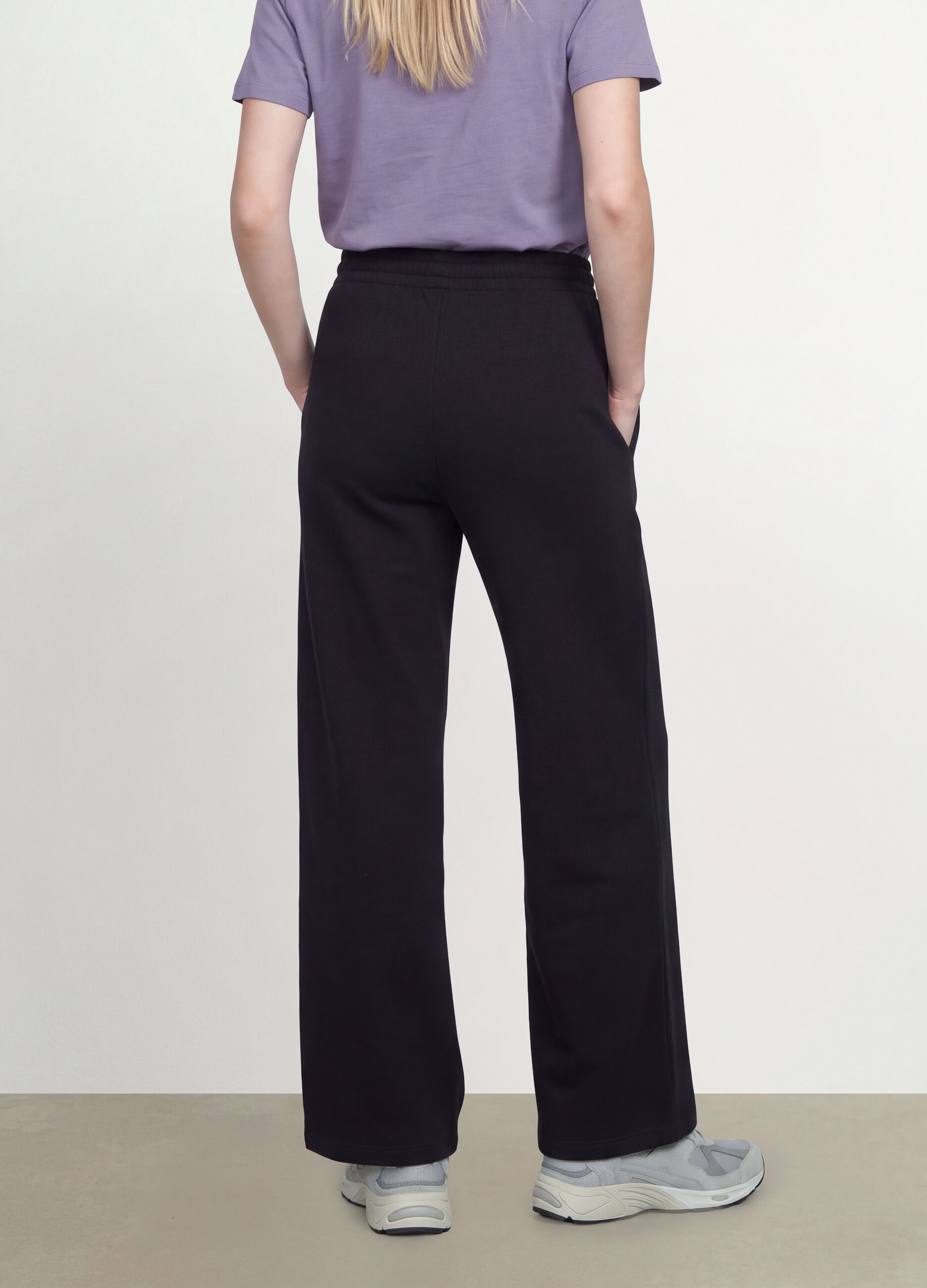 Black cotton-blend straight-fit joggers
