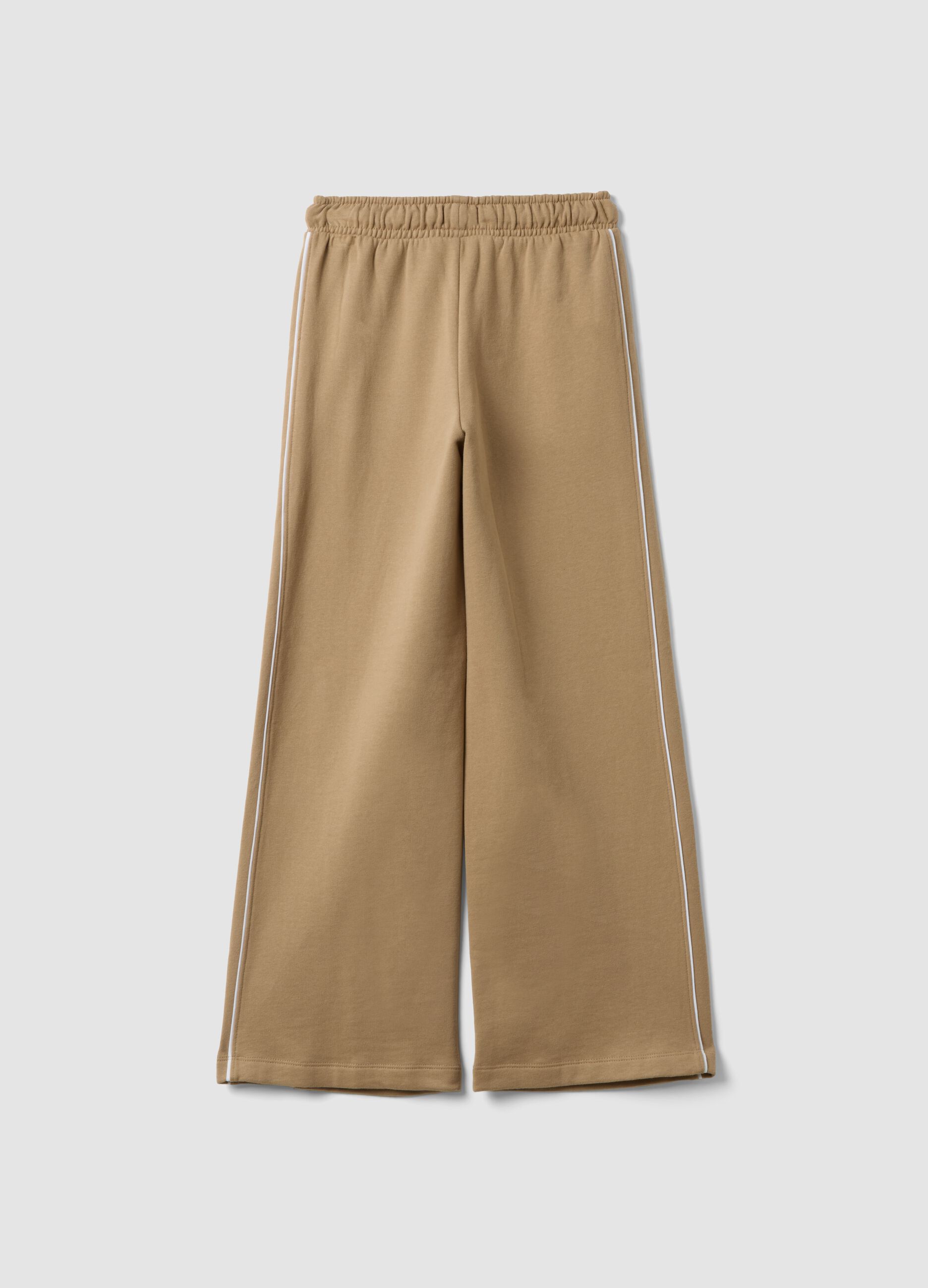 Pantaloni marrone in puro cotone wide leg