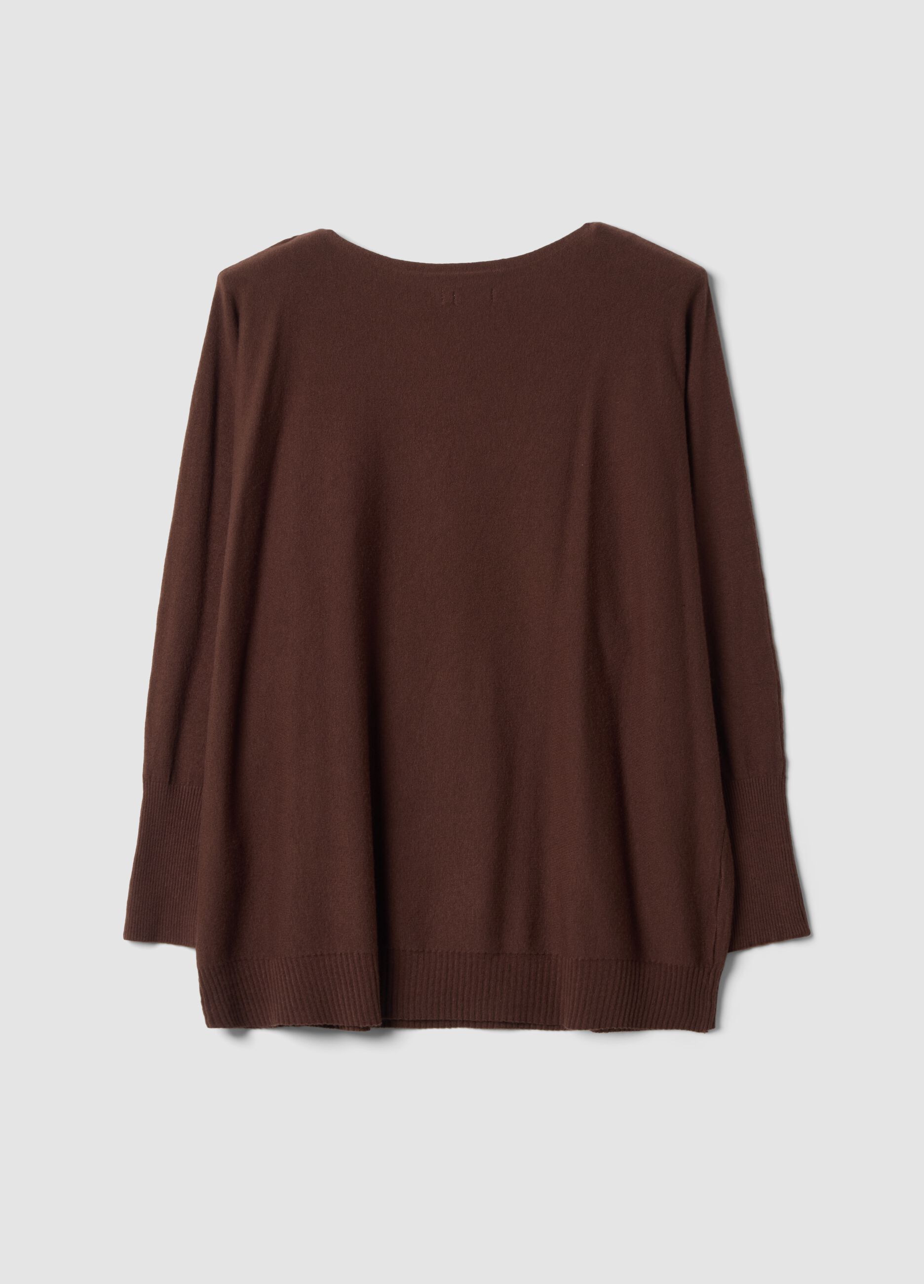 Brown viscose-blend jumper with rhinestones, regular fit