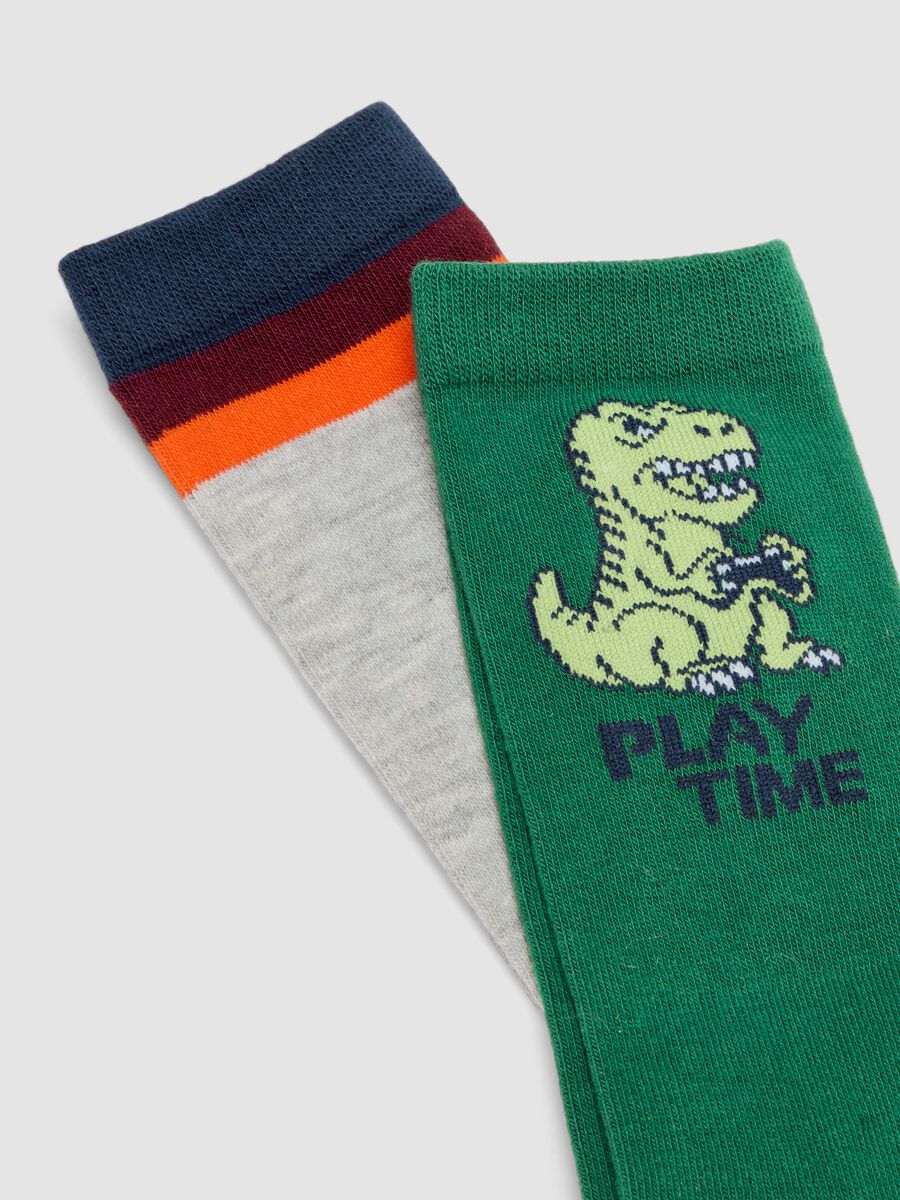 3-pack of long grey and green socks in stretch organic cotton_2