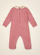 Pink stretch viscose baby sleepsuit with floral collar_2