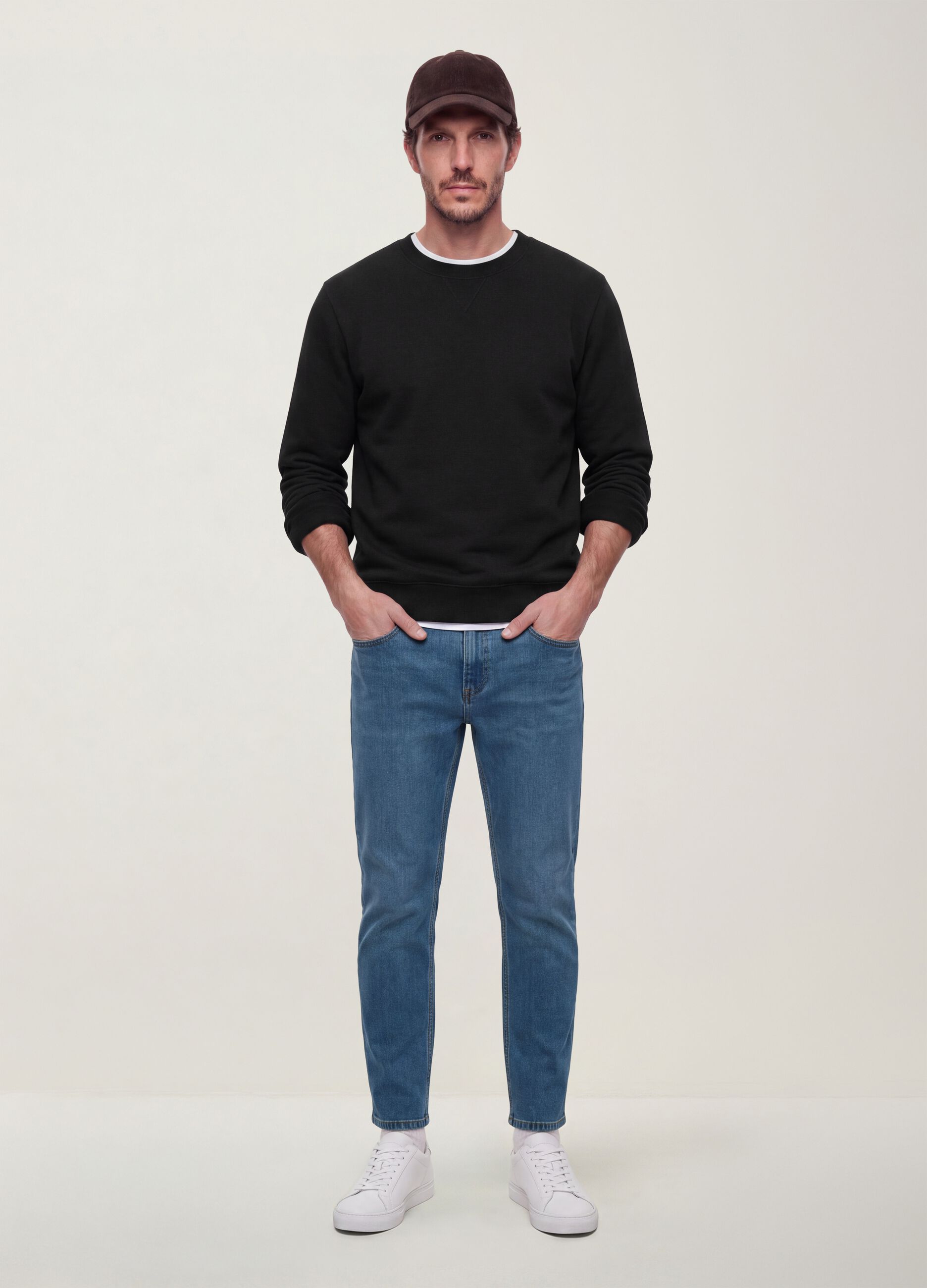 Light blue slim-fit cotton and viscose blend jeans