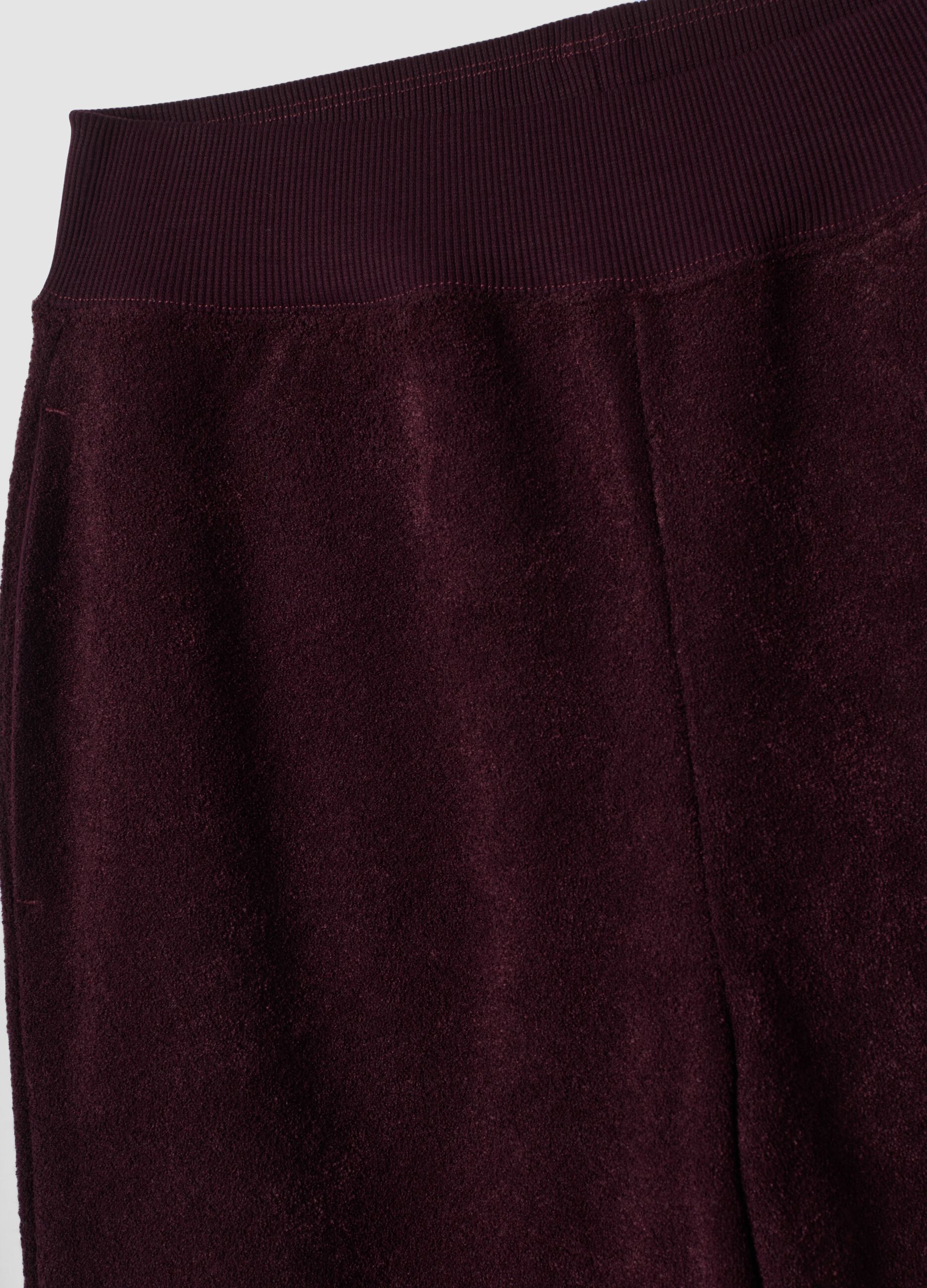 Purple viscose-blend straight-fit trousers