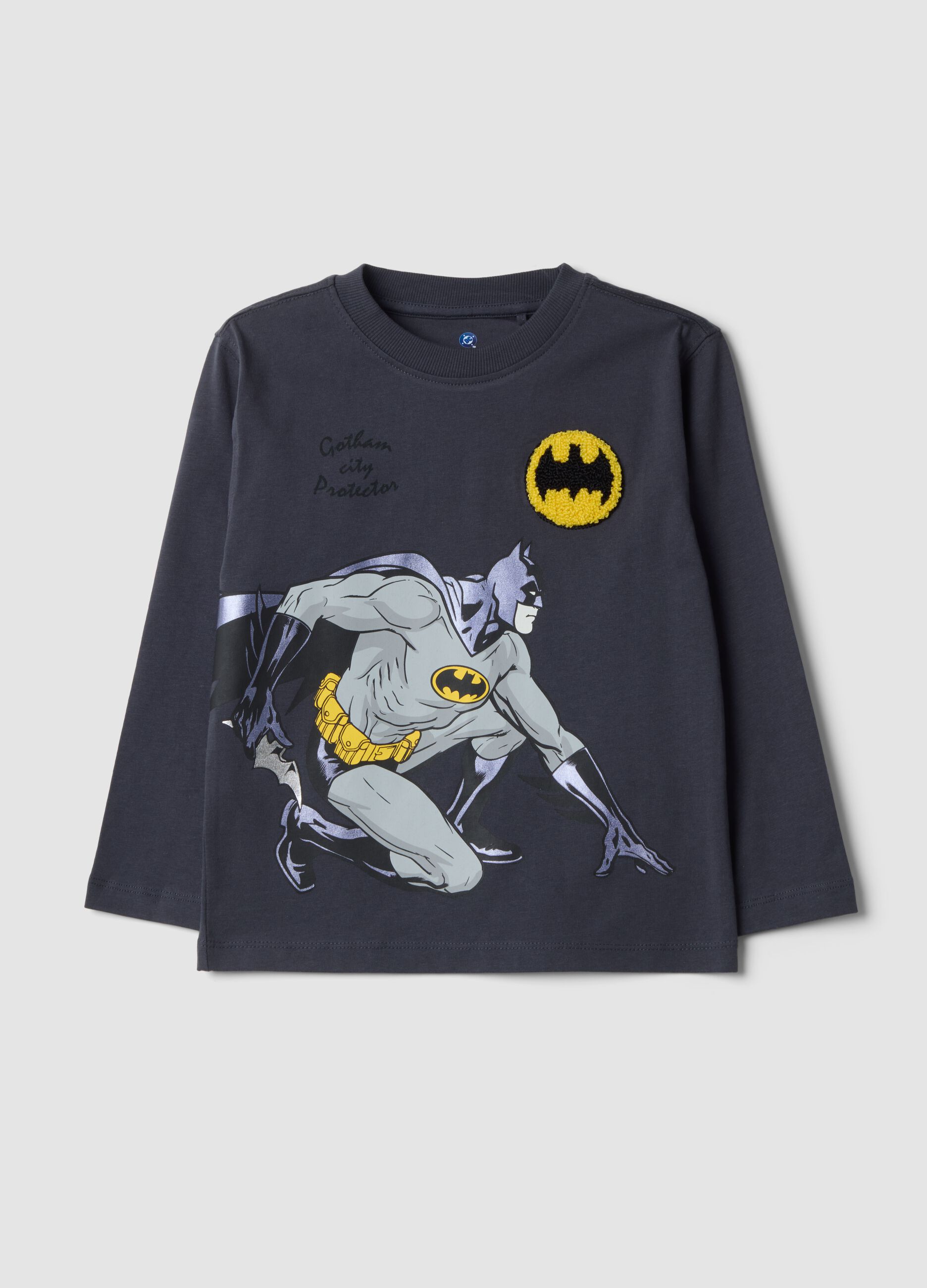 Blue pure cotton Batman print oversized T-shirt