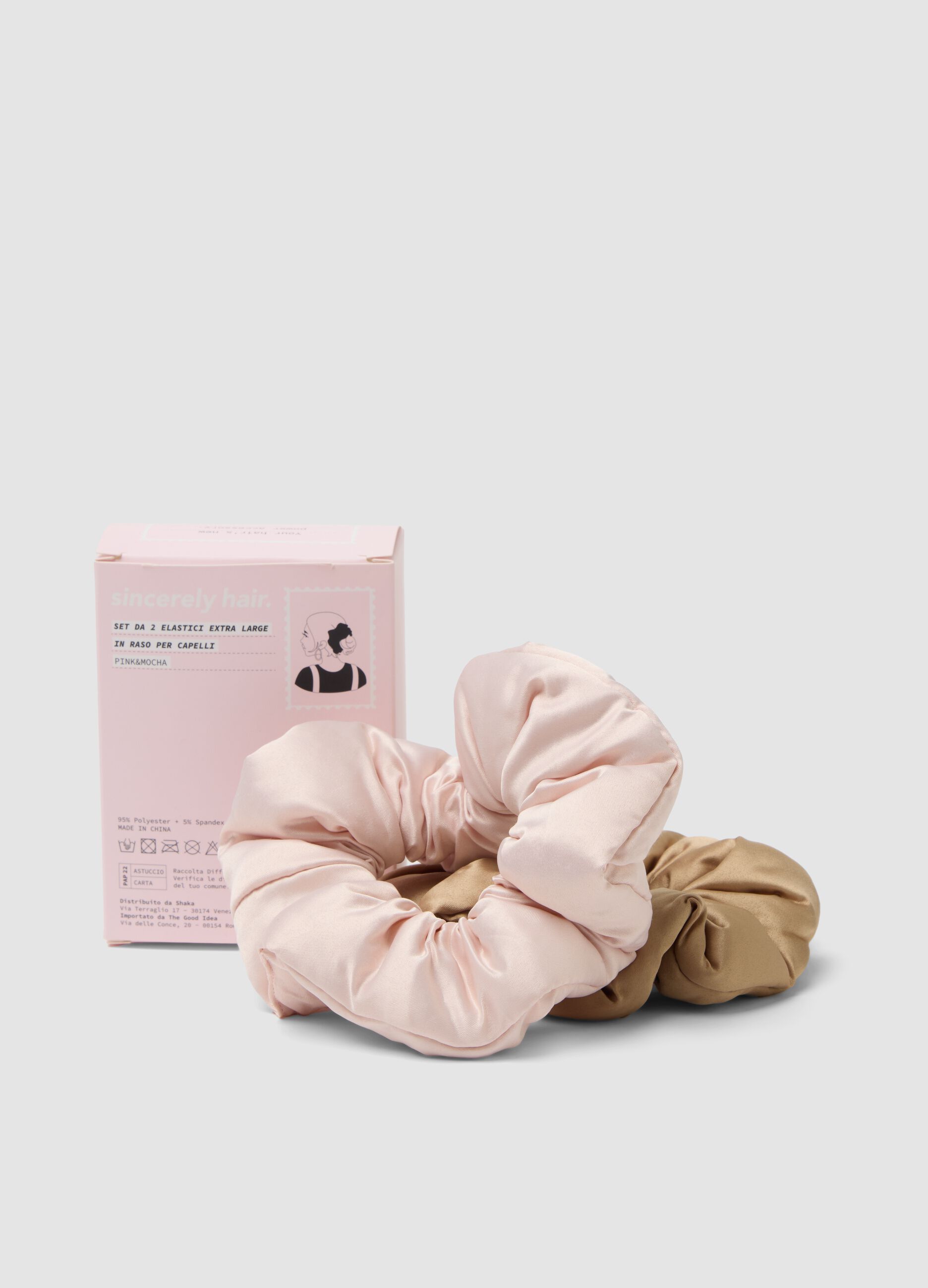 SINCERELY HAIR ربطات شعر فائقة النعومة 2 قطعة XL وردي وموكا