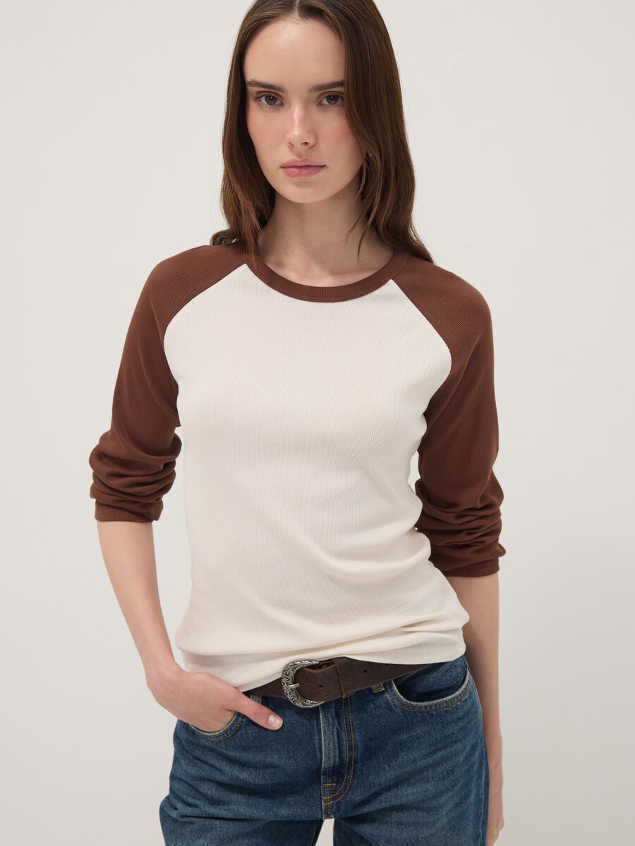 White pure cotton long-sleeved T-shirt_0