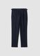 Navy blue pinstripe wool-blend regular-fit trousers_0