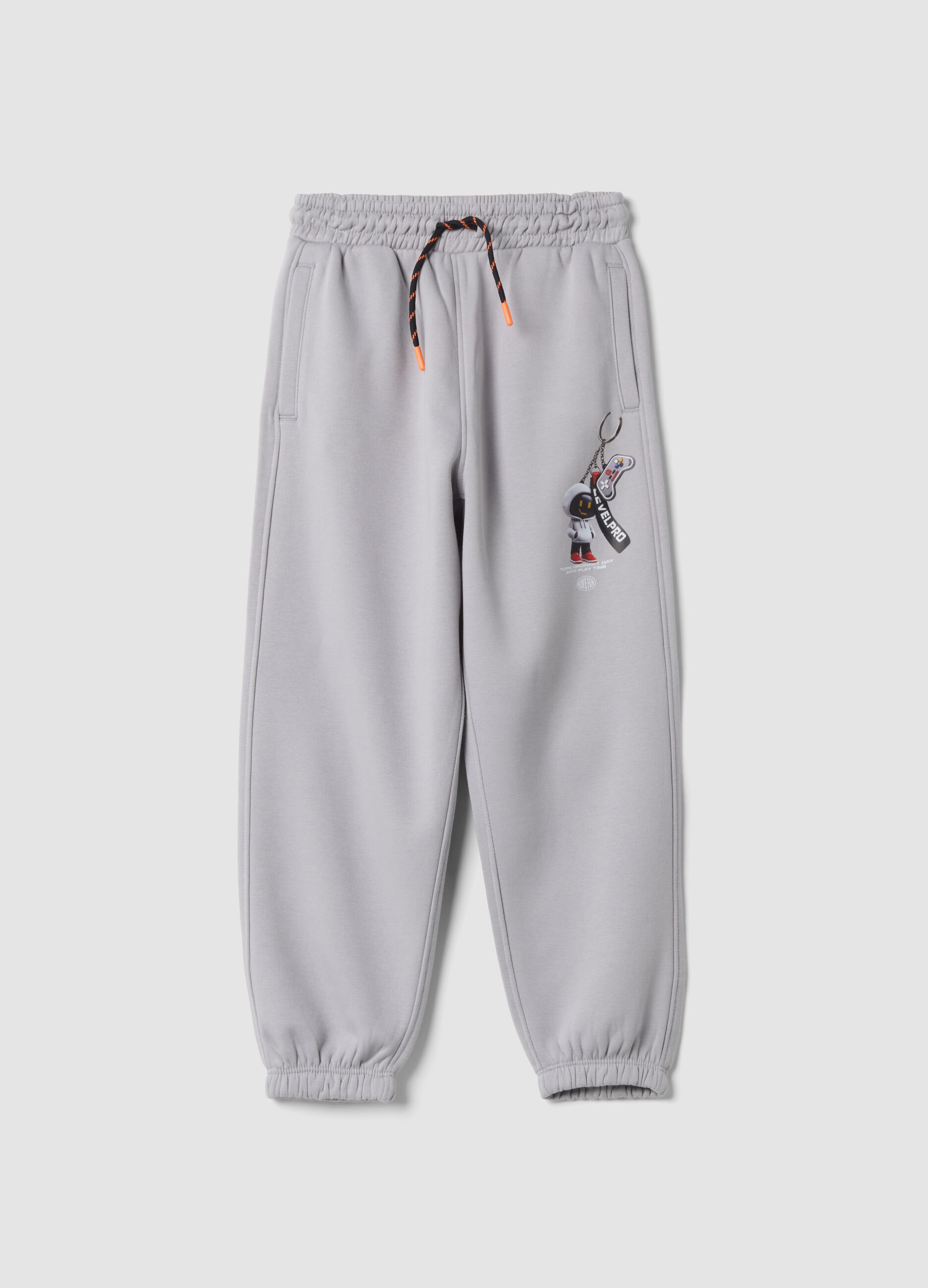 Pantaloni jogger grigi in misto cotone comfort fit