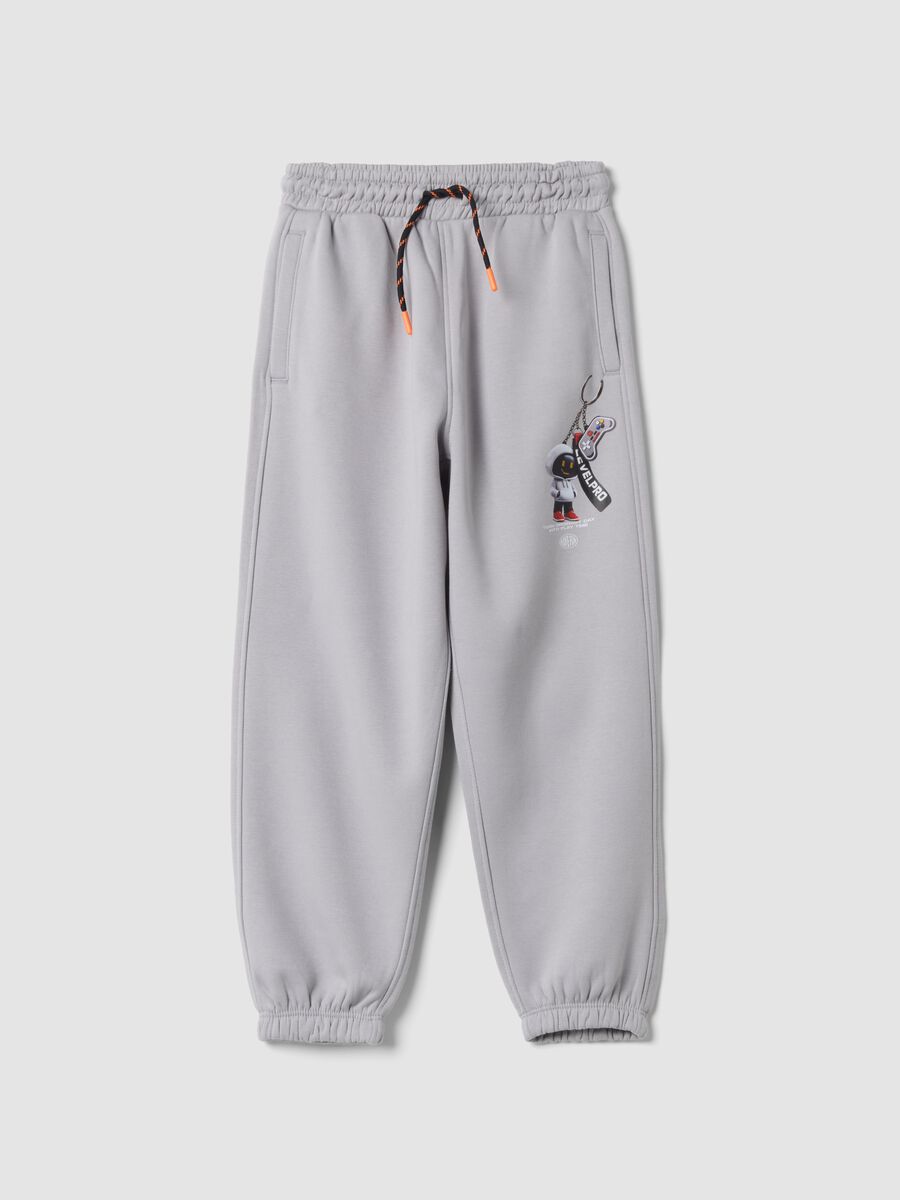 Grey cotton-blend joggers with a comfortable fit_0