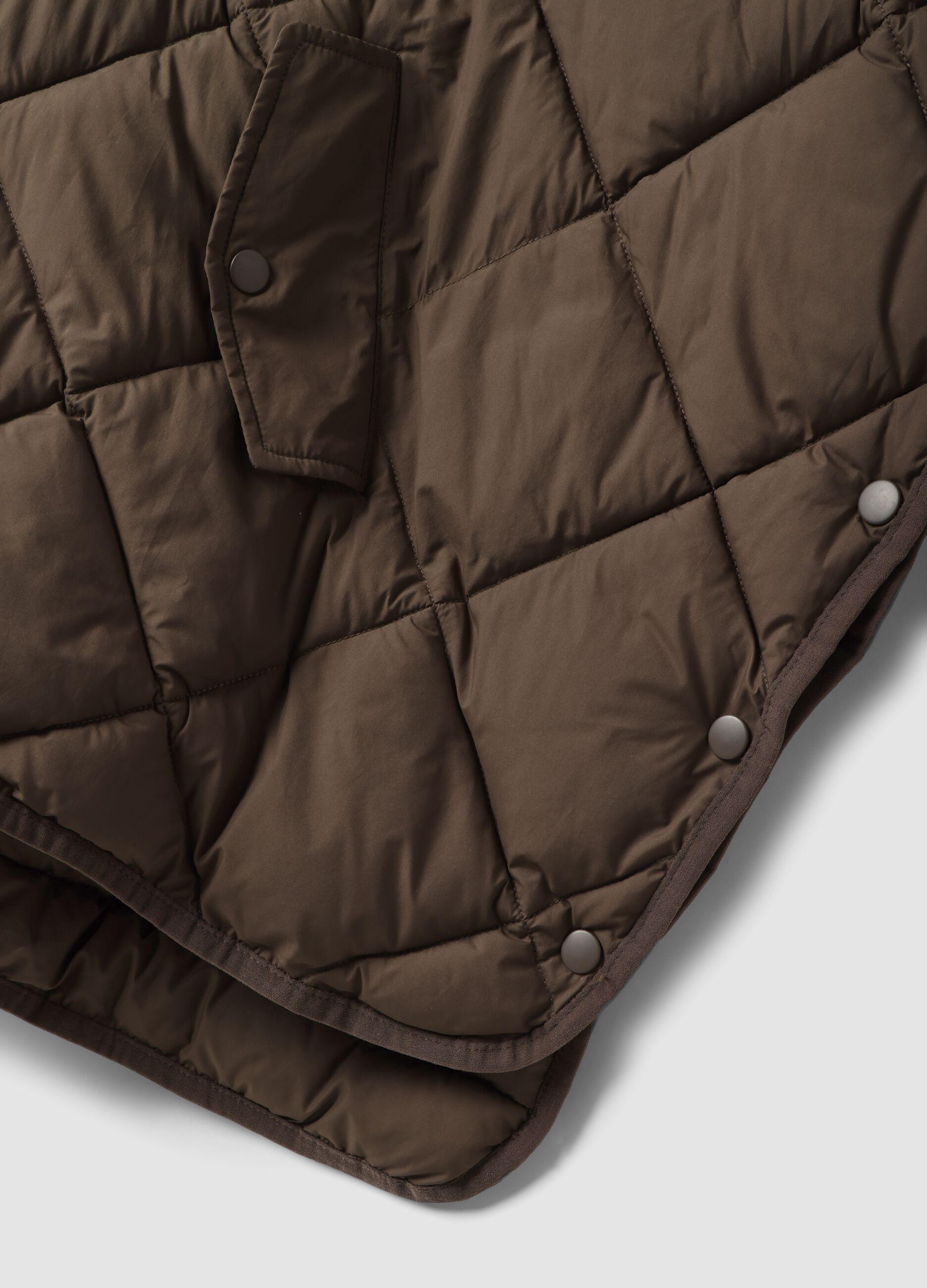 Brown padded oversized hooded jacket with zip