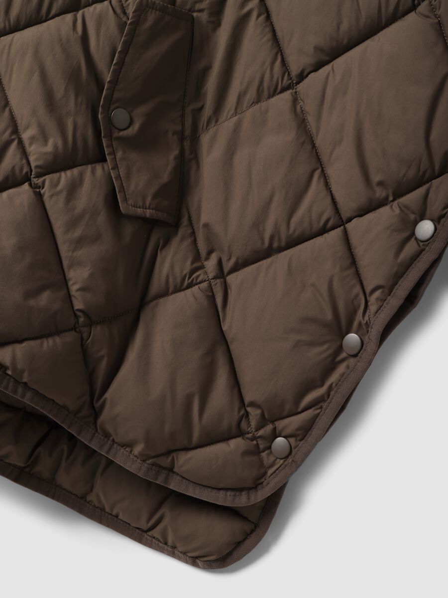 Brown padded oversized hooded jacket with zip_1