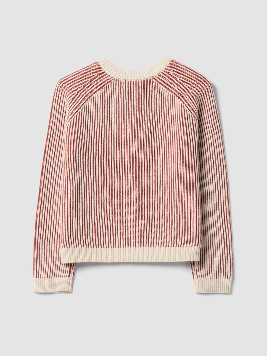 White pure cotton ribbed crew-neck cardigan_6
