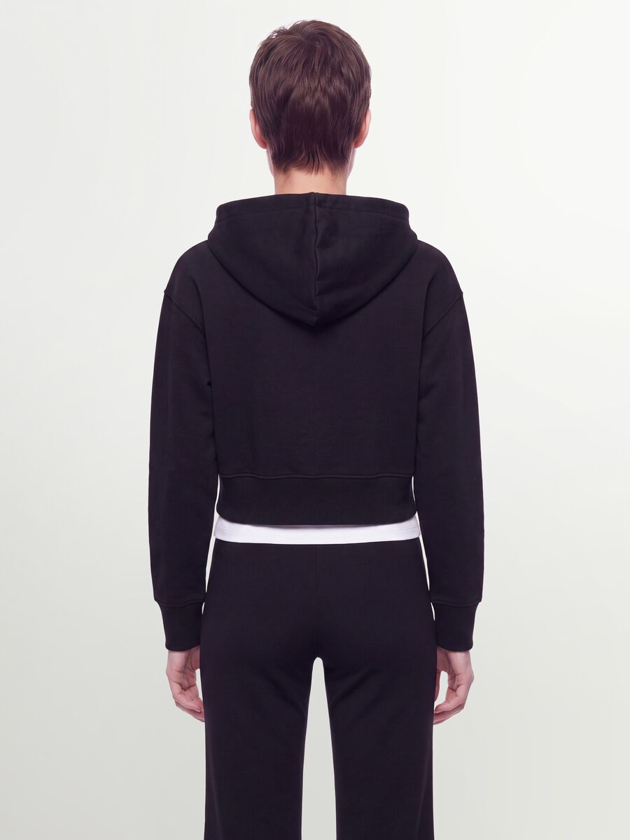 Black cotton-blend full-zip fitted hoodie_3