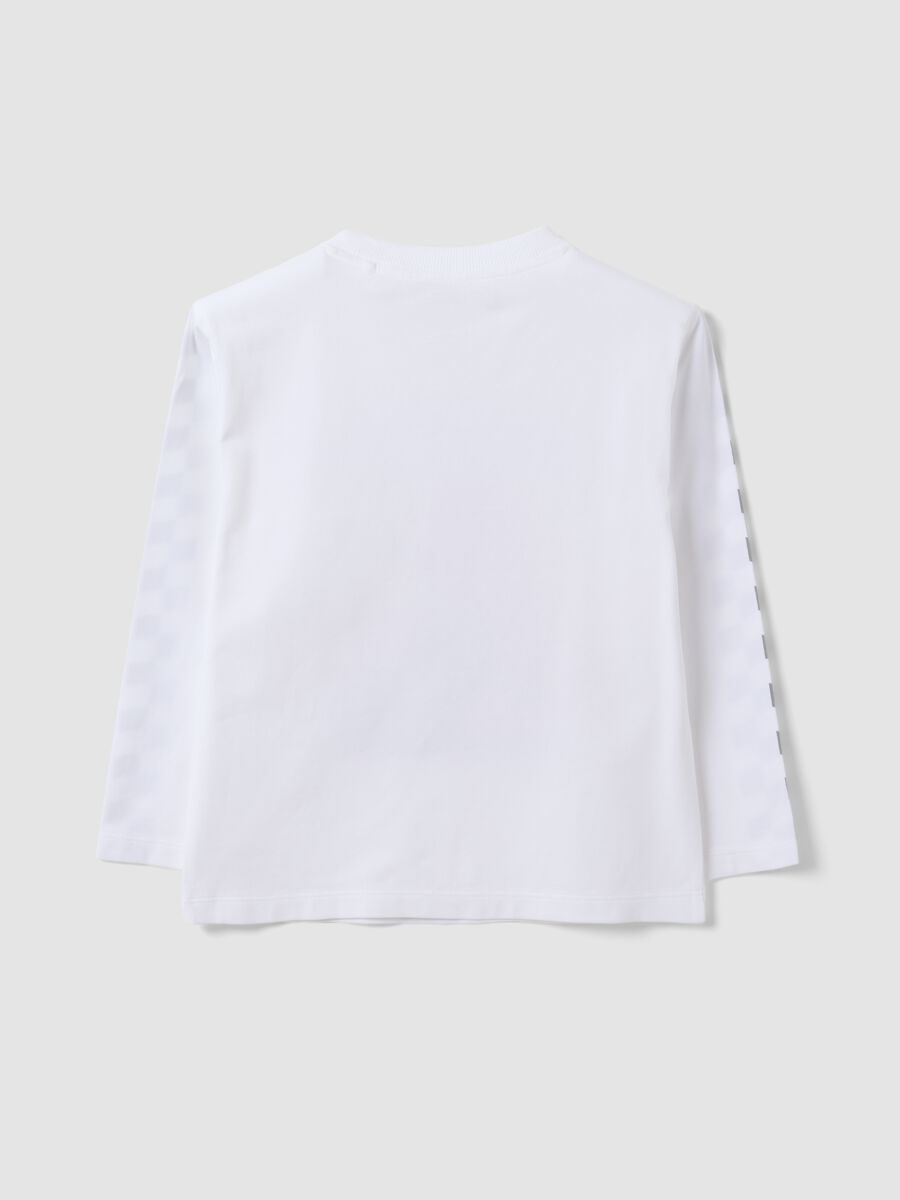 T-shirt bianca in cotone elasticizzato con stampa Mario Kart_1