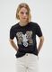 Black pure cotton regular fit t-shirt with Minnie and leopard print_0