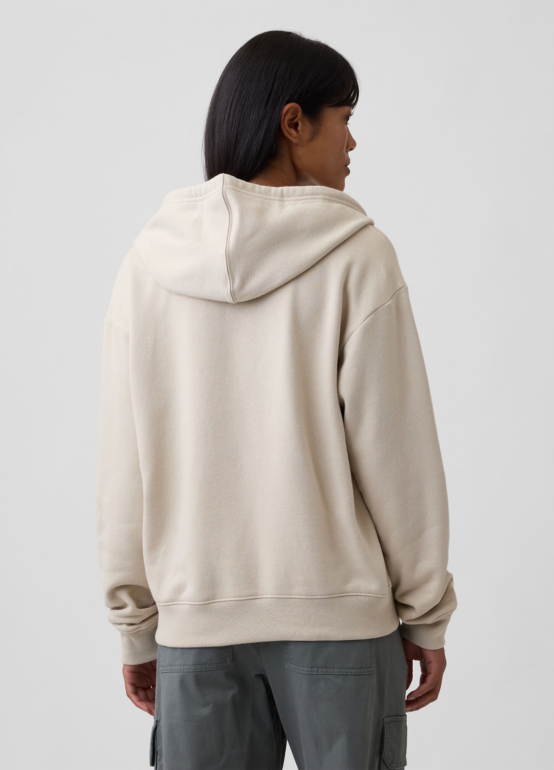 Beige cotton-blend hooded sweatshirt with GAP logo