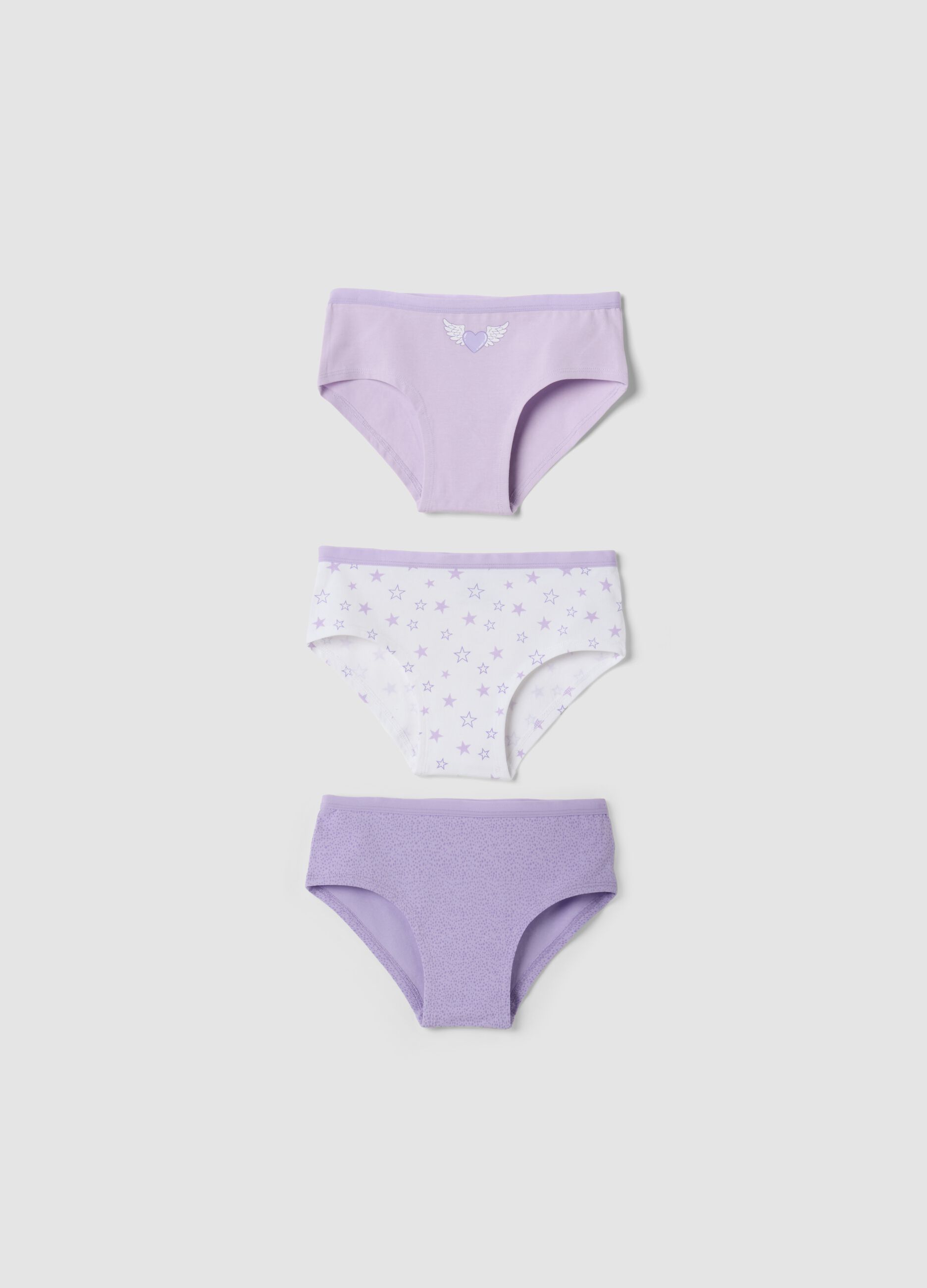 Tripack di slip viola in cotone organico elasticizzato