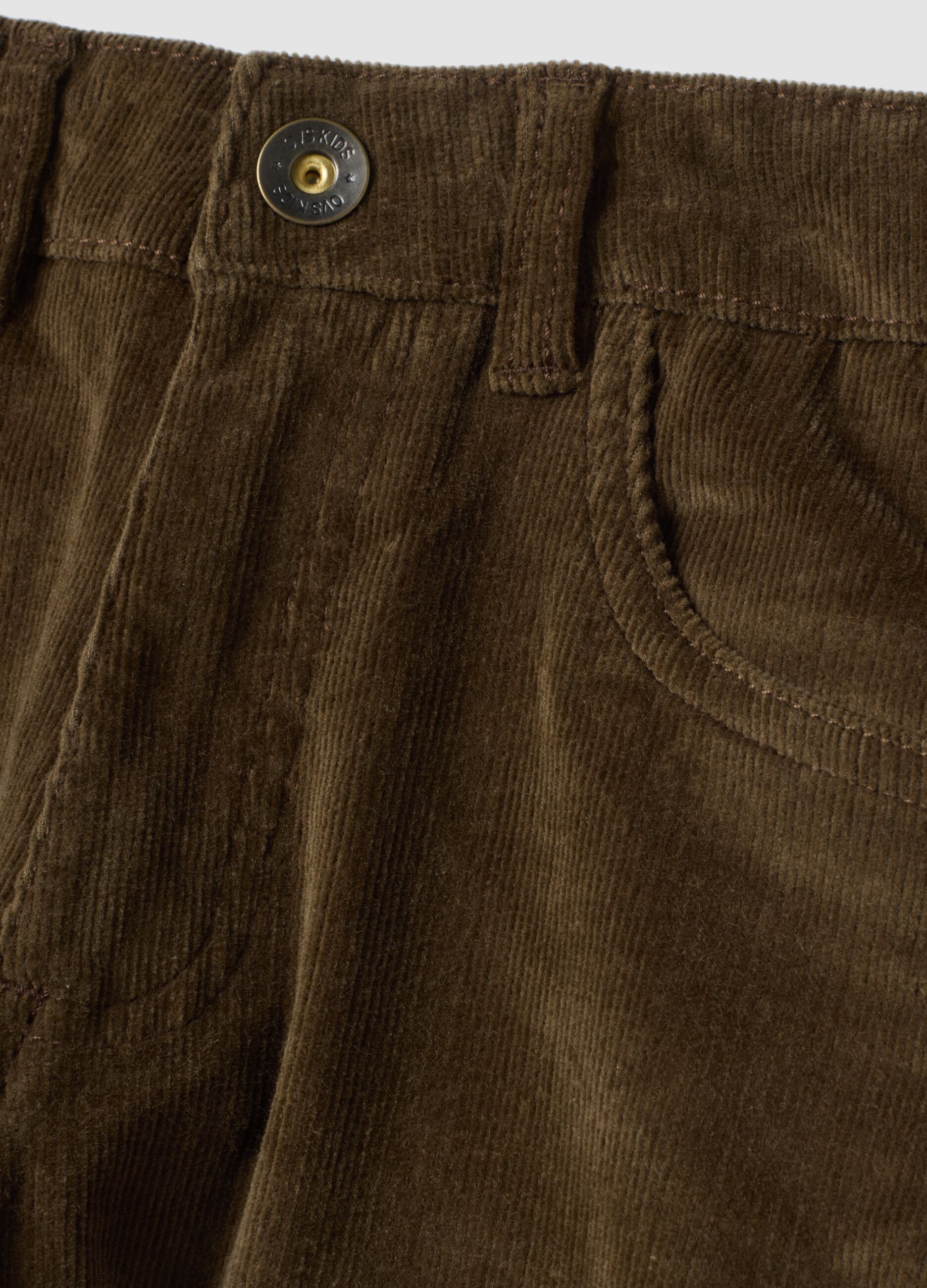 Brown ribbed stretch cotton trousers
