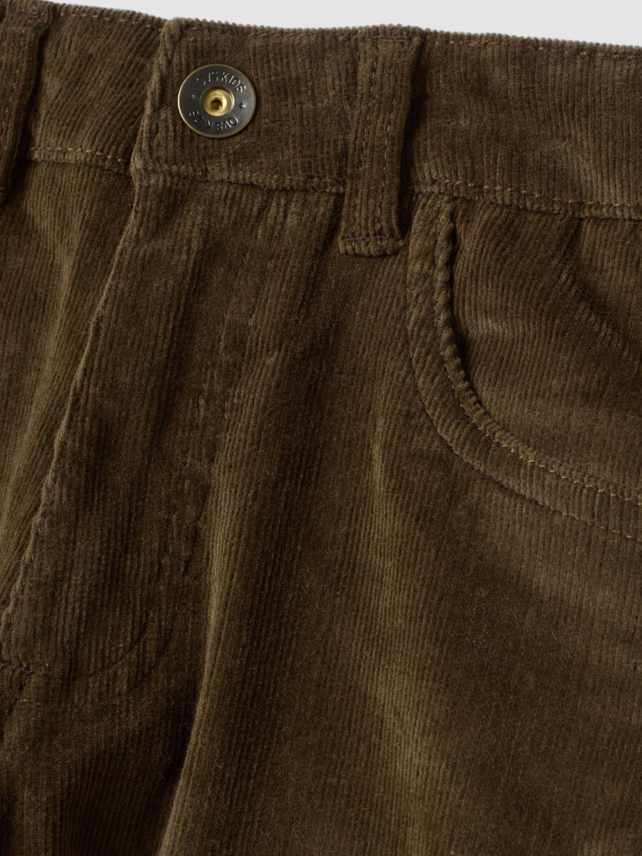 Brown ribbed stretch cotton trousers_2