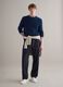 Long sleeve blue pure cotton pullover regular fit_1