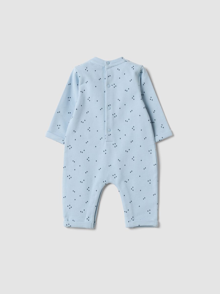 Blue organic cotton sleepsuit with all-over print_1