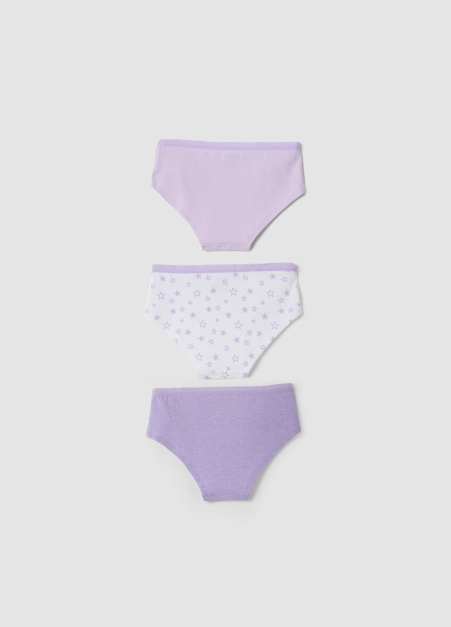 Tripack di slip viola in cotone organico elasticizzato