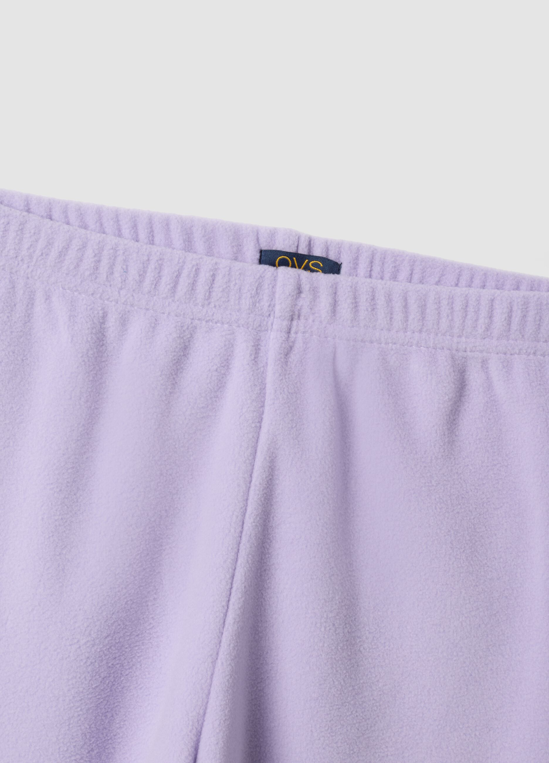 Purple fleece crew-neck pyjamas with long trousers, regular fit