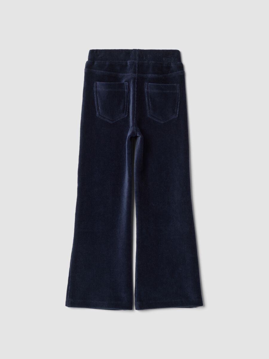 Blue flared trousers in stretch cotton_1