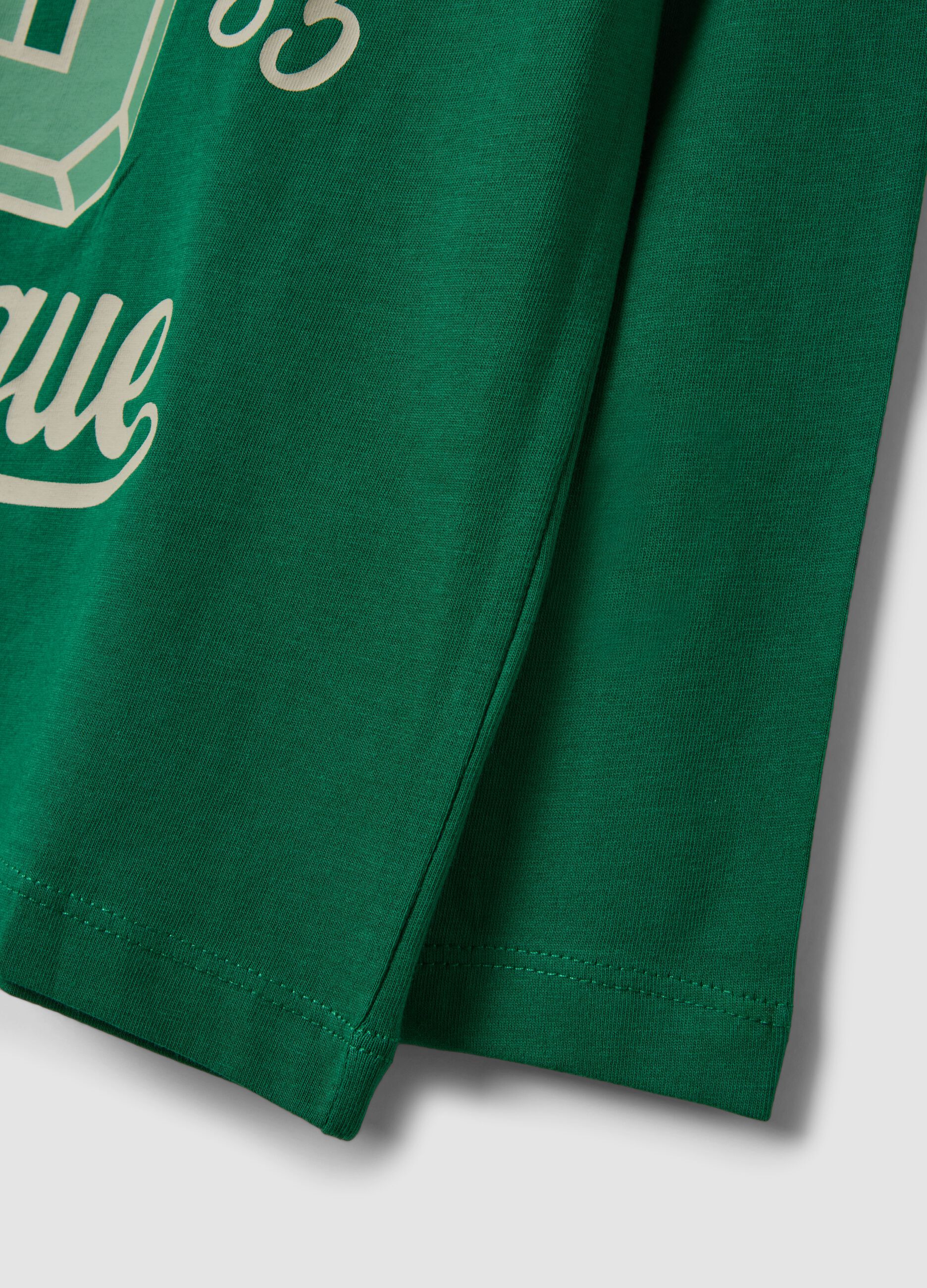 Green crew-neck T-shirt in pure organic cotton