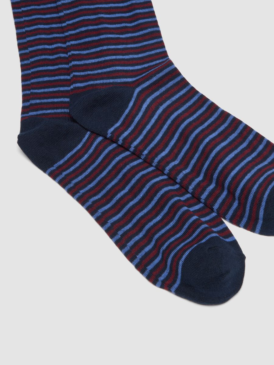 Three-pack of navy blue long socks in stretch organic cotton_2