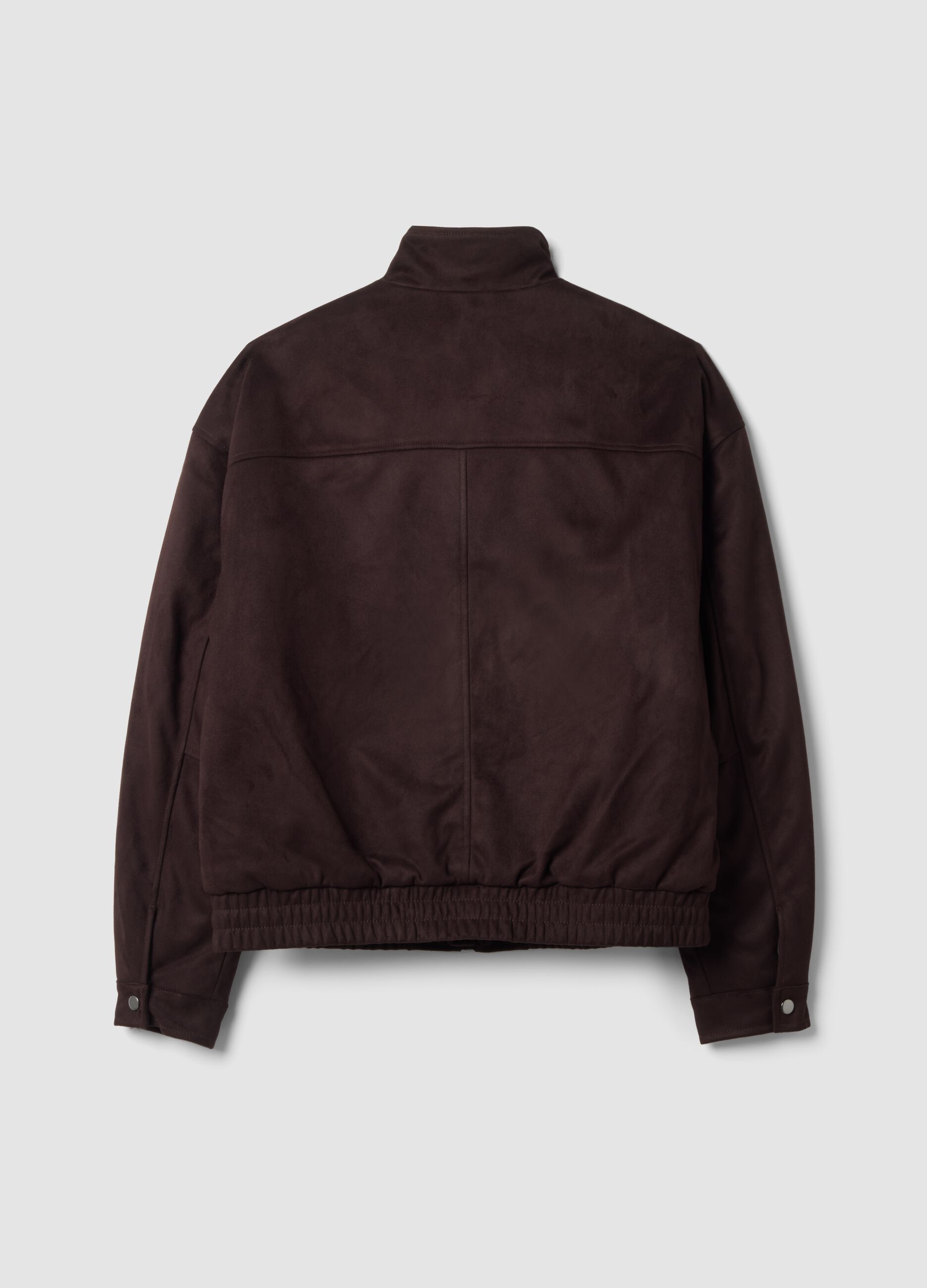 Brown padded cropped jacket with zip, oversized fit