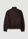 Brown padded cropped jacket with zip, oversized fit_2