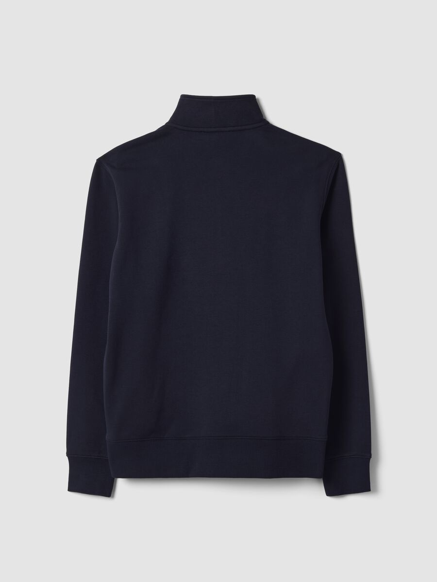 Blue cotton-blend half-zip sweatshirt with crew neck_2