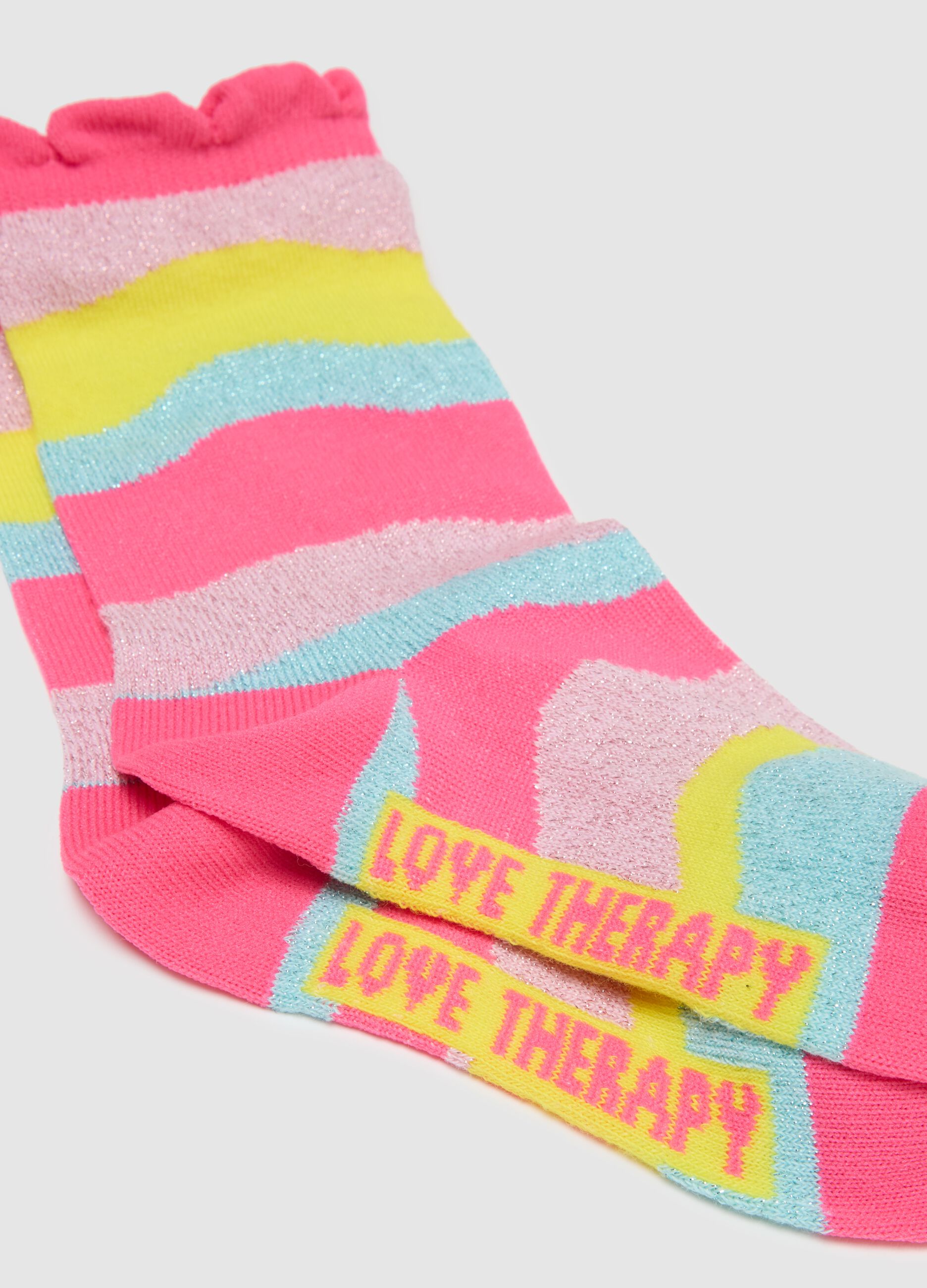 Girl's Regular Fit Multicolour Cotton Blend Socks Tripack