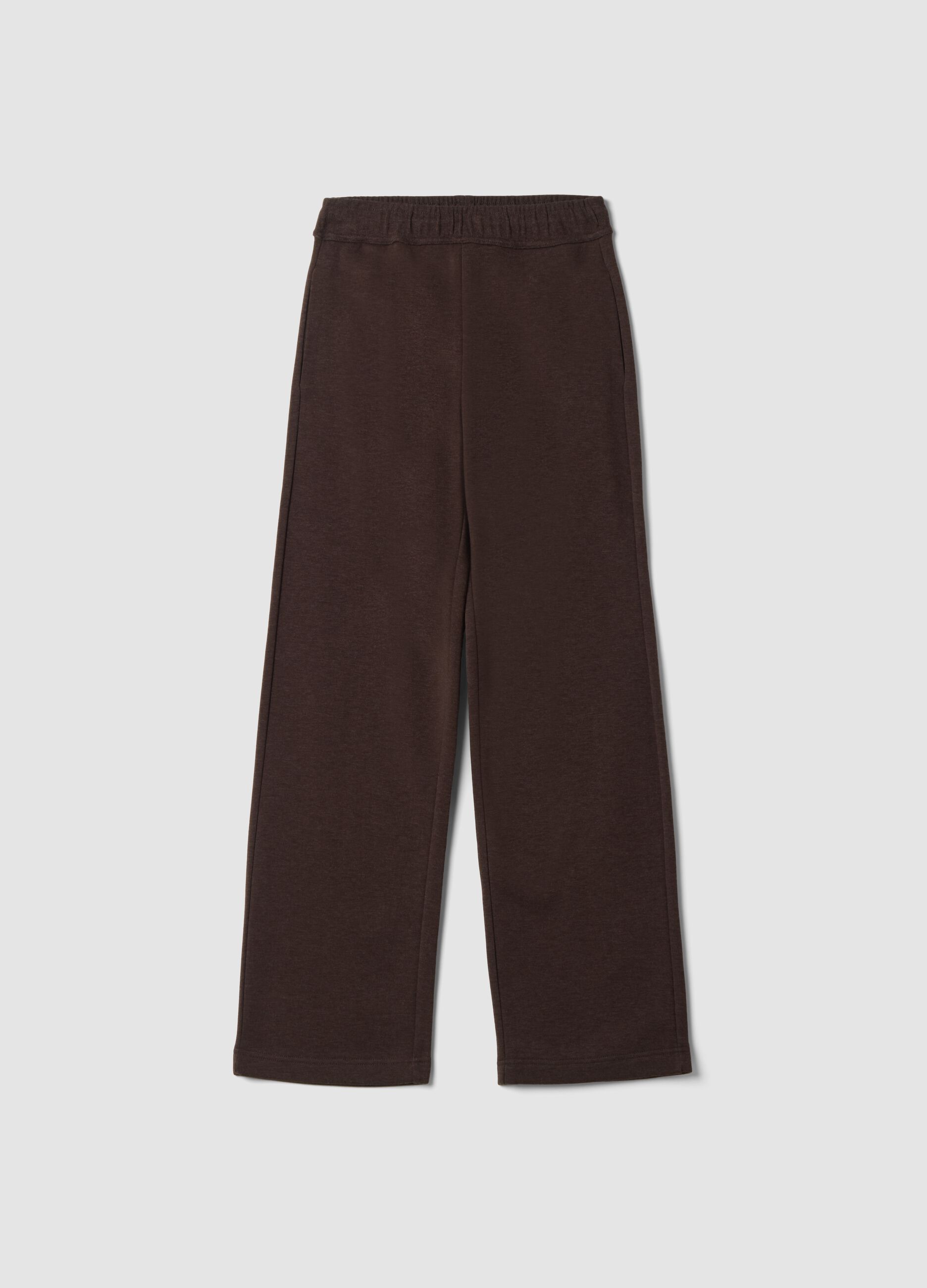 Brown cotton-blend joggers with drawstring, regular fit